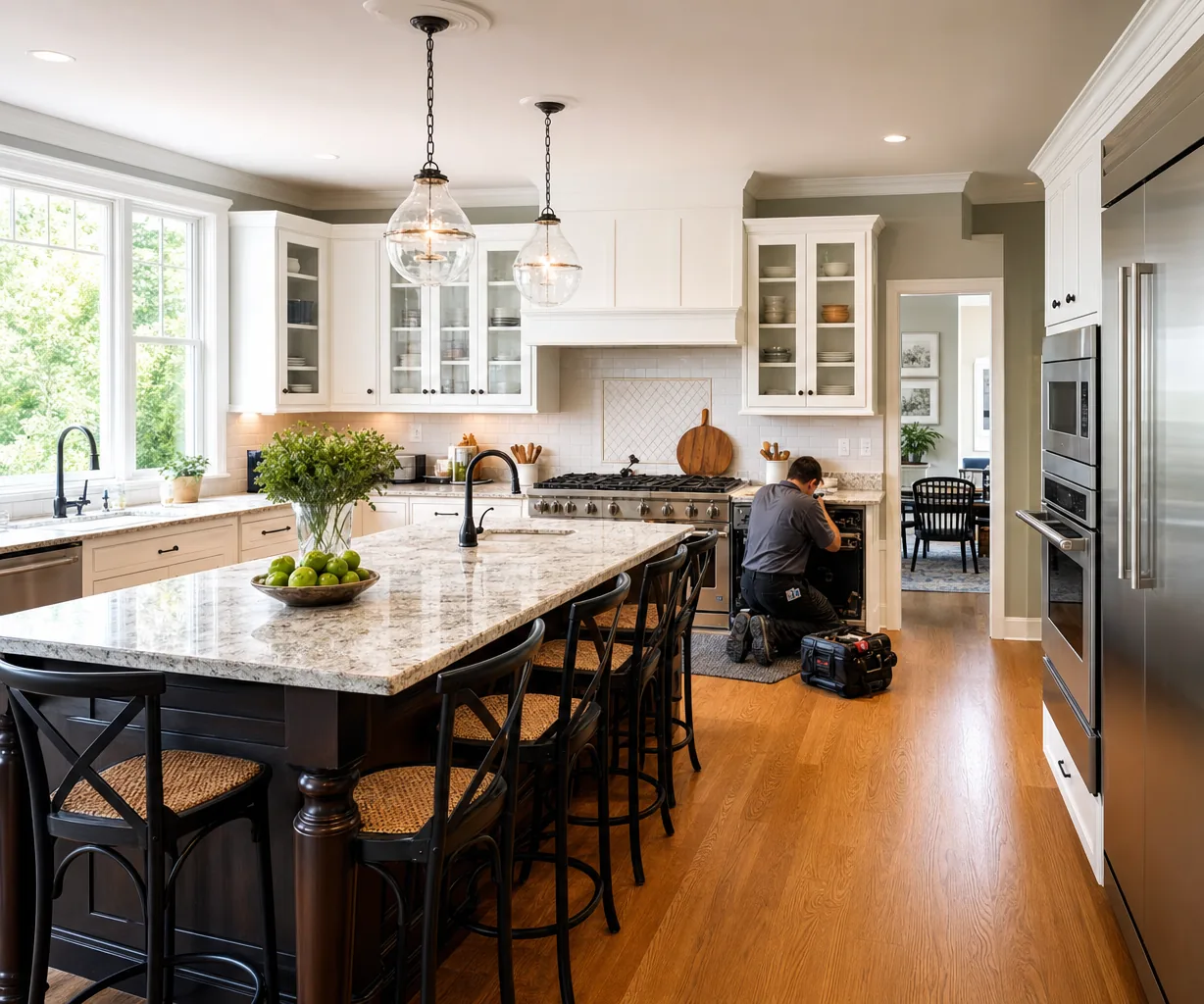 A luxury kitchen with built-in stainless appliances on a same-day visit