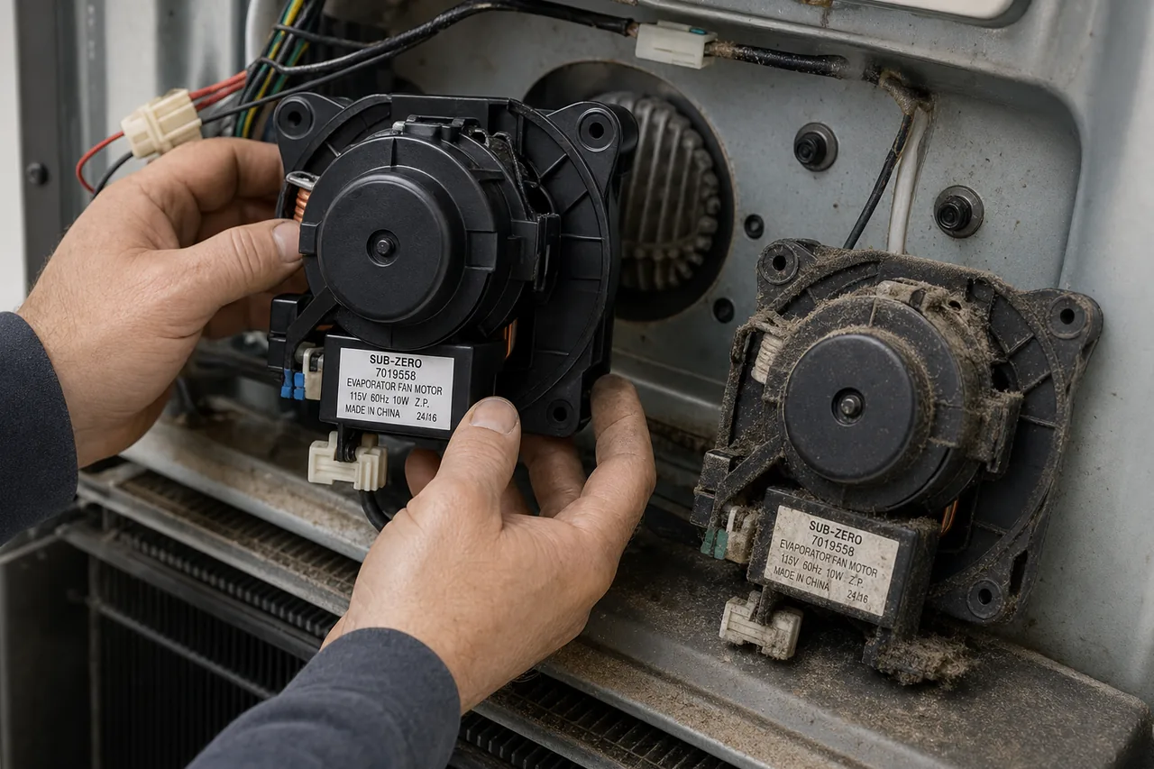 Close-up of an OEM appliance part replacement